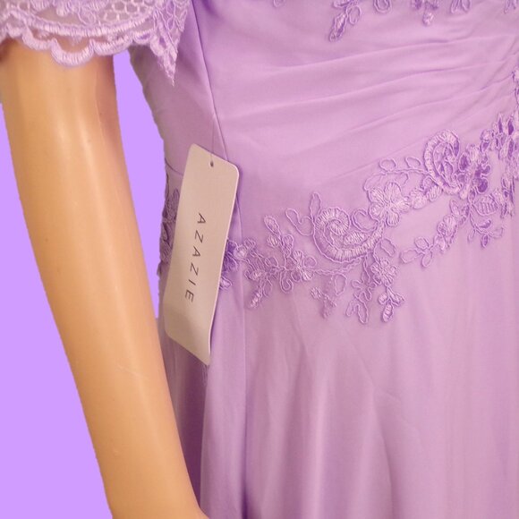 AZAZIE size A10 lilac fit/flare full-length gown 100% polyester dry clean only - Picture 11 of 16